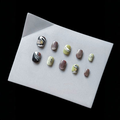 Abstraktes Marmor Press-On Nagelset