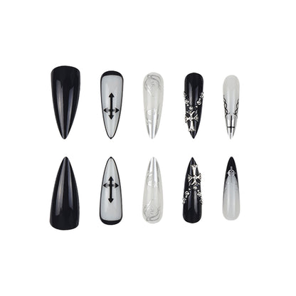 Künstlerische Gothic Stiletto Drucknägel Brehn