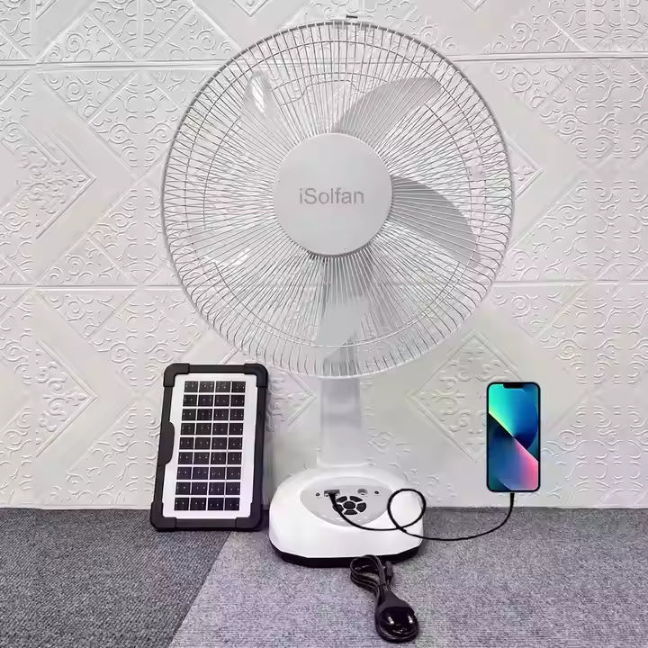 Damen Solarbetriebener Ventilator mit intelligentem Steuerungssystem und USB-Anschluss Brehn