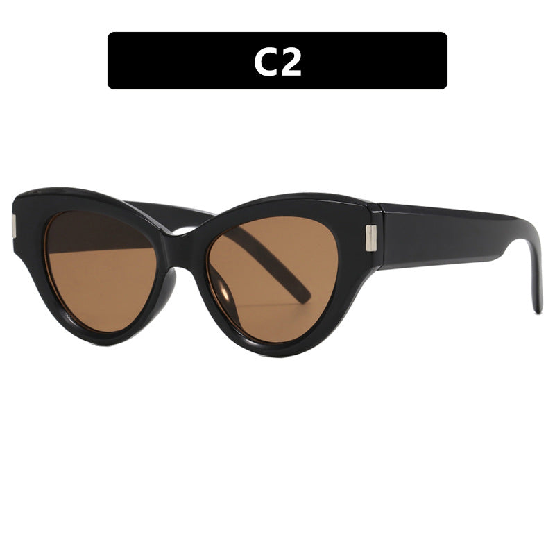 Damen stilvolle Cat-Eye Sonnenbrille mit transparentem Rahmen Brehn