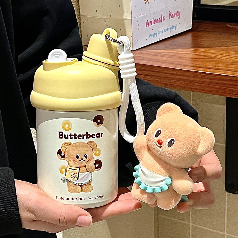 Damen Isolierte Trinkflasche mit verspieltem Bärenmotiv Brehn