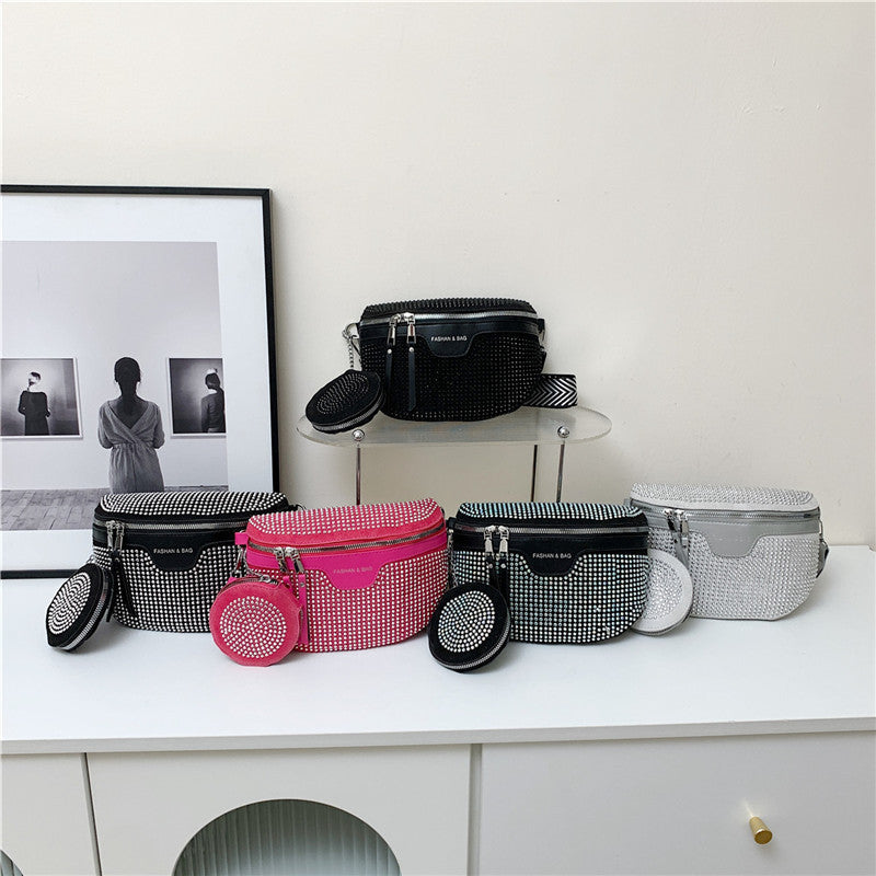 Stylische mit Strass verzierte Mini-Crossbody-Tasche Brehn