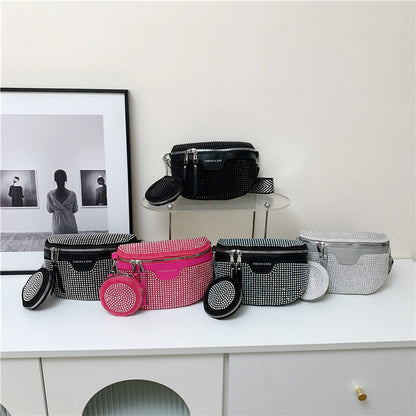 Stylische mit Strass verzierte Mini-Crossbody-Tasche Brehn