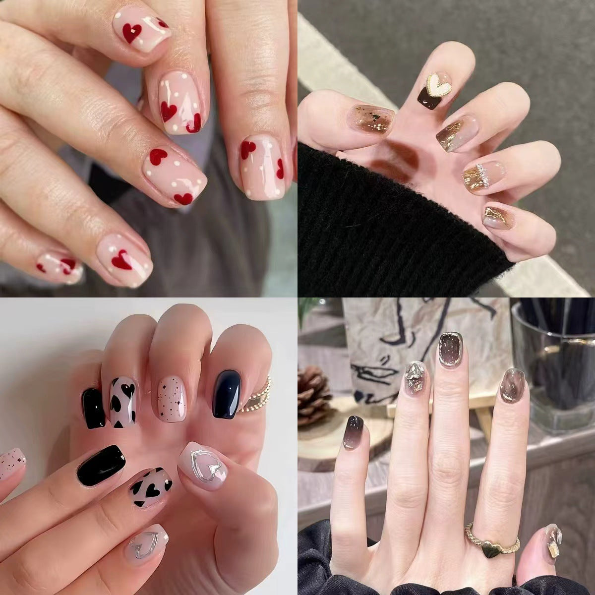 Künstlerische Herz-Themen Nagelverlängerungen Brehn