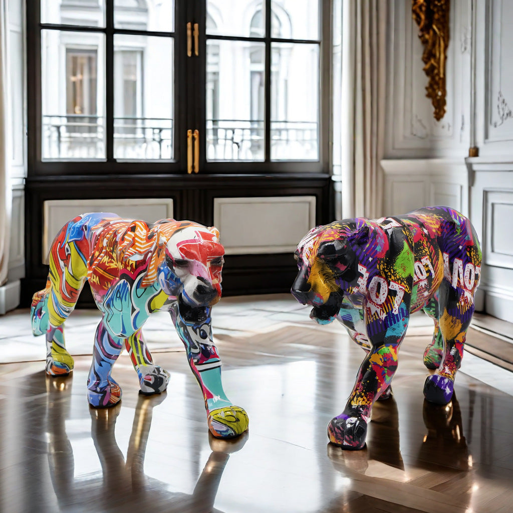 Dekorative Leopardenfigur aus Kunstharz Brehn