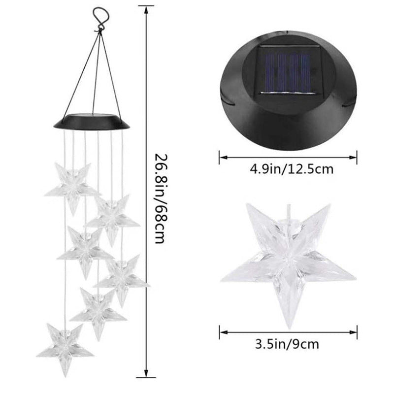Solarbetriebene hängende Kolibri-LED-Windglocke mit farbwechselnden RGB-Acrylvögeln und wetterfestem Oberteil Brehn