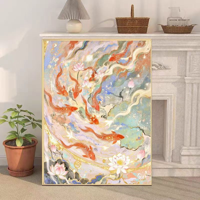 Künstlerische Koi-Fisch-Leinwand Wandkunst Brehn