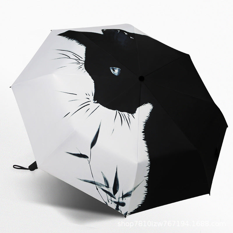 Damen Automatischer Regenschirm mit Katzenmotiv Brehn