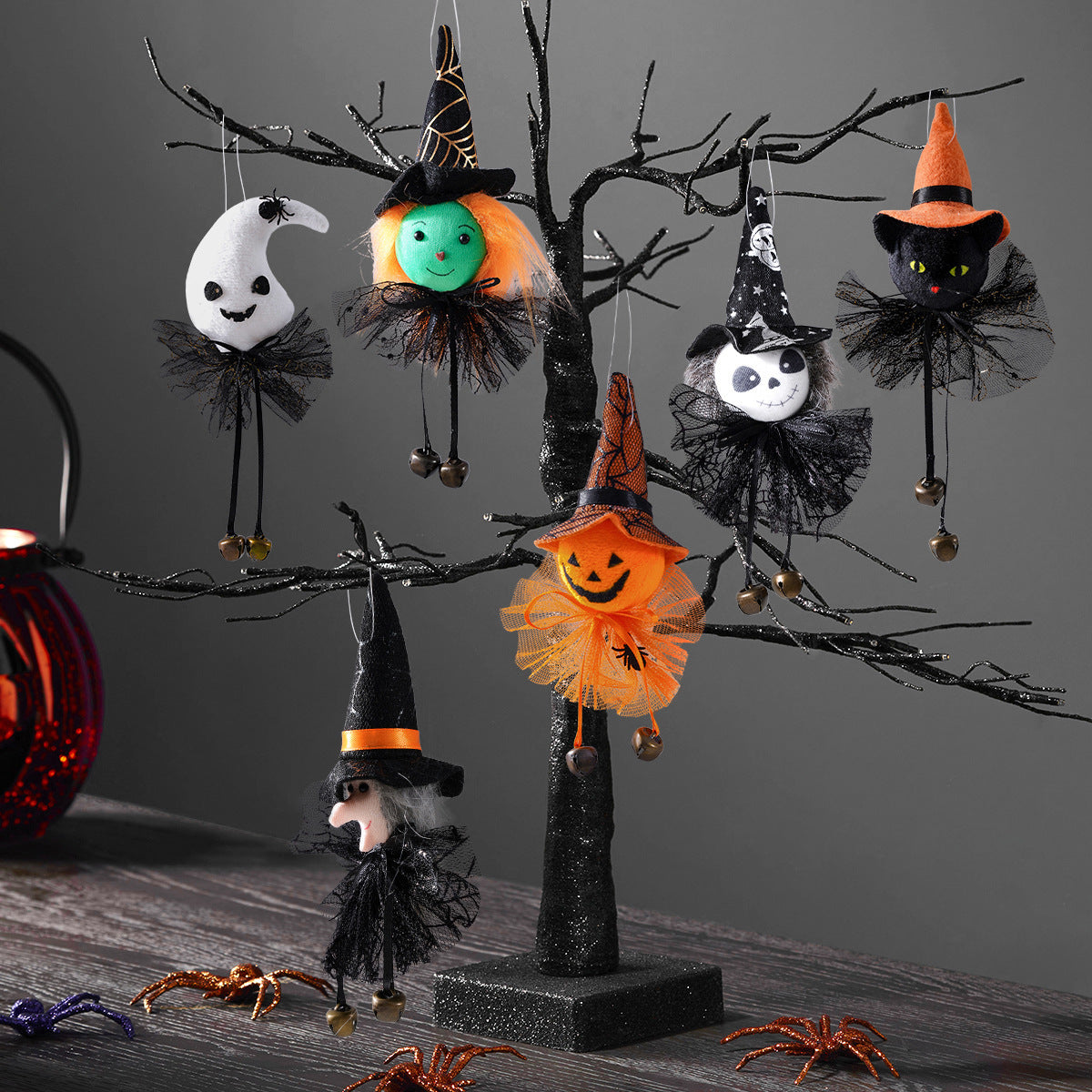 Halloween-Haarclip mit Katzengesicht, Hexenhut und Glöckchen