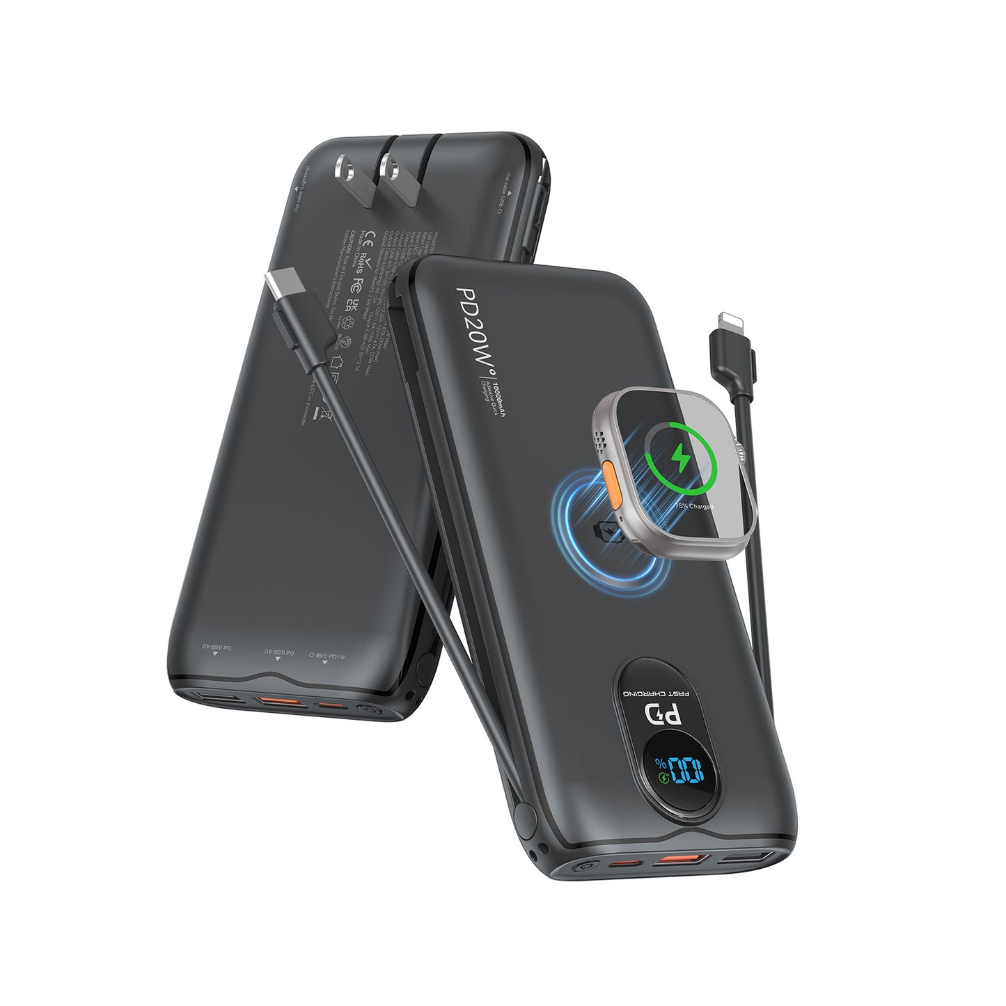 Powerbank mit Kabelloser Ladefunktion und Hochleistungsfähiger Schnellladung Brehn
