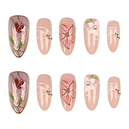 Künstlerische florale Press-on Nageltips