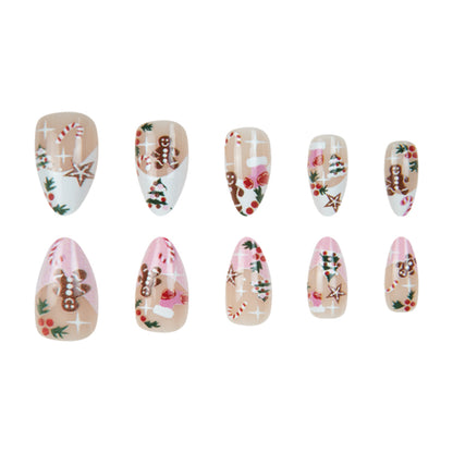 Festliche Lebkuchen-Themen Stiletto Nagelkunst Brehn