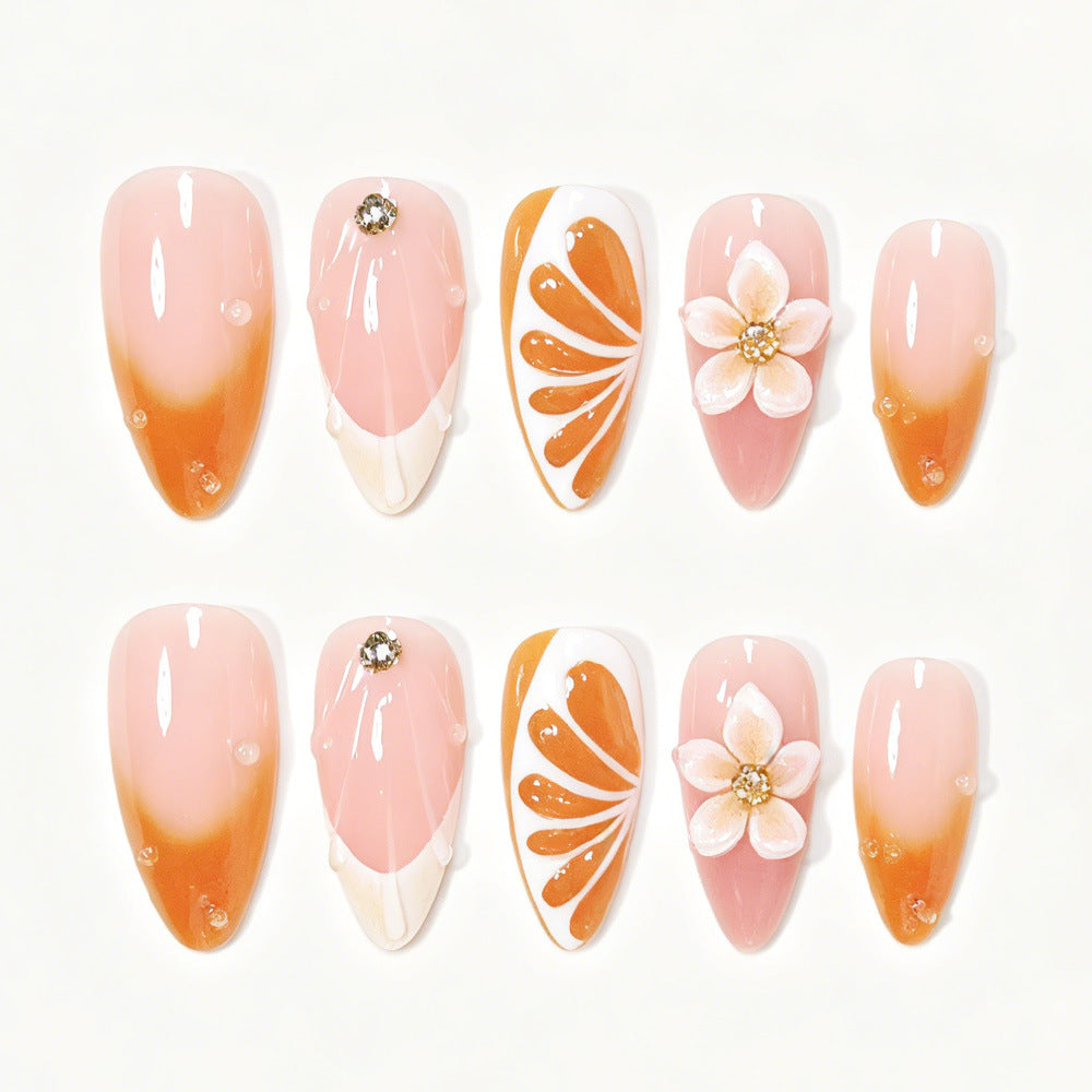 Künstlerisches Floral Press-On Nagelspitzen-Set Brehn