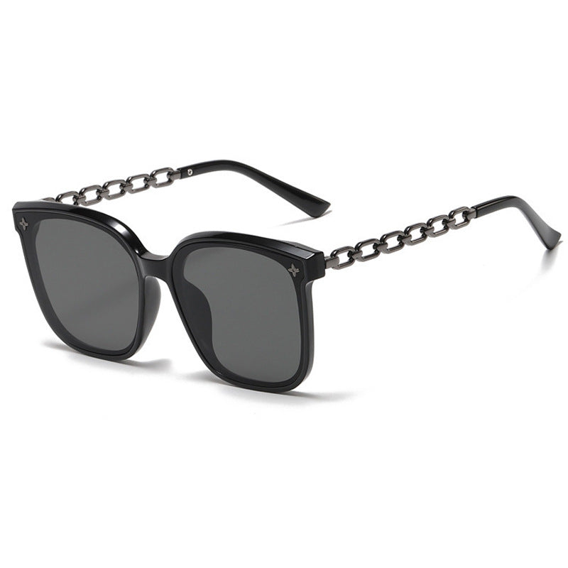 Damen extragroße Sonnenbrille mit modischem Kettenrahmen Brehn