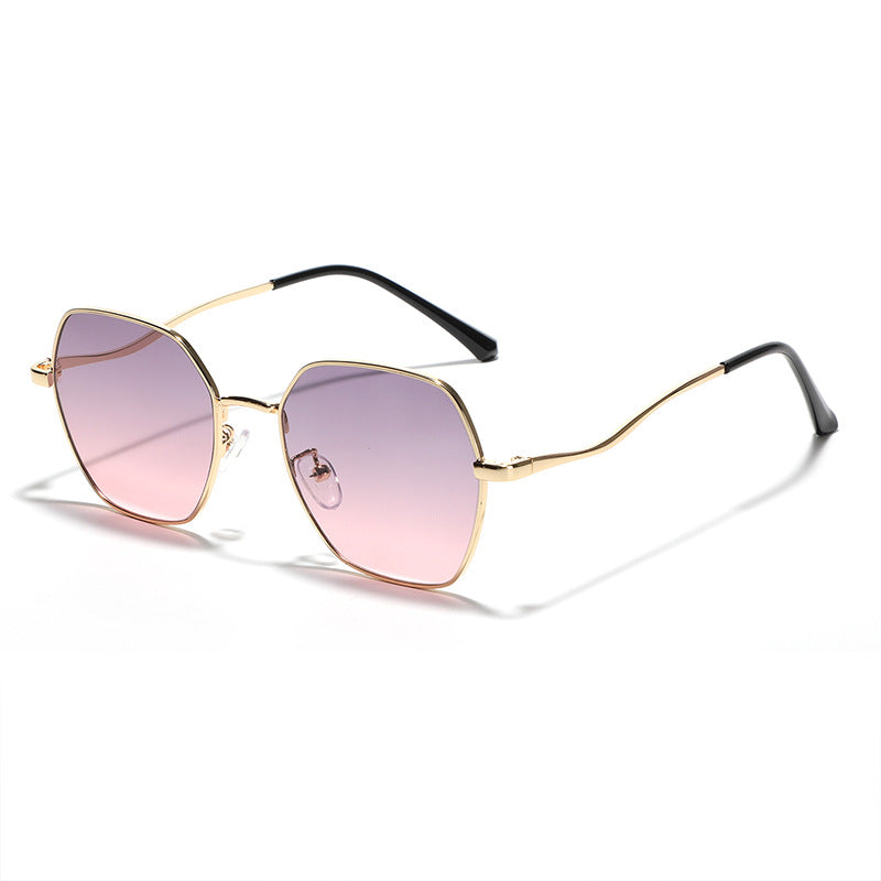 Damen geometrische Sonnenbrille mit hochwertigem Metallrahmen Brehn