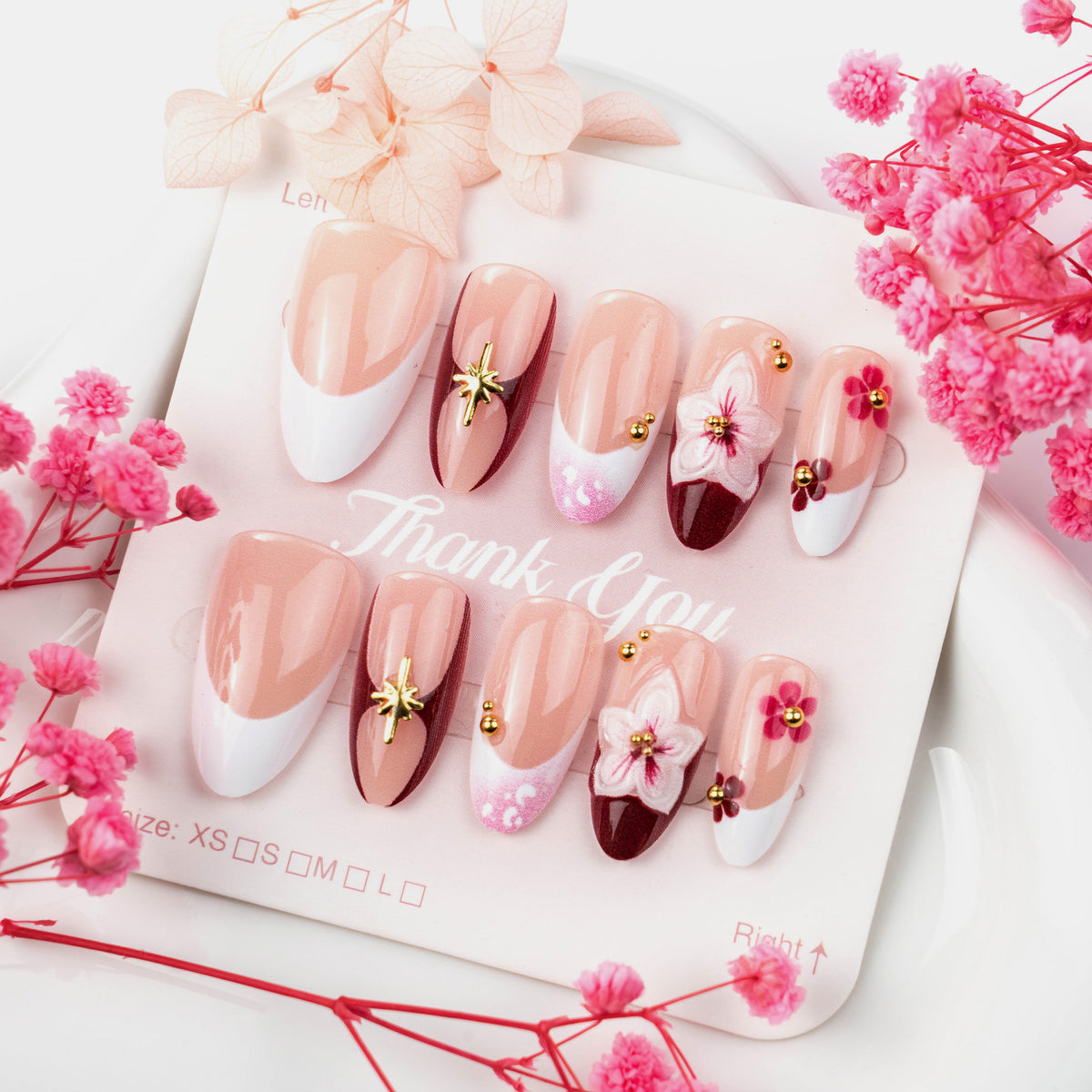 Floral Accent Press-On Nagelkunst Set