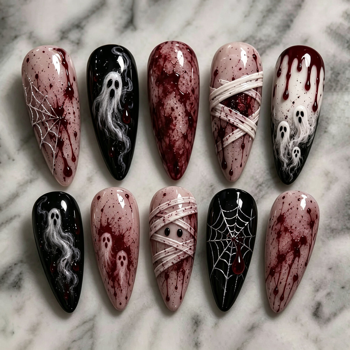 Künstlerische Halloween-Themen Press-On Nagelkunst Brehn 1790636345