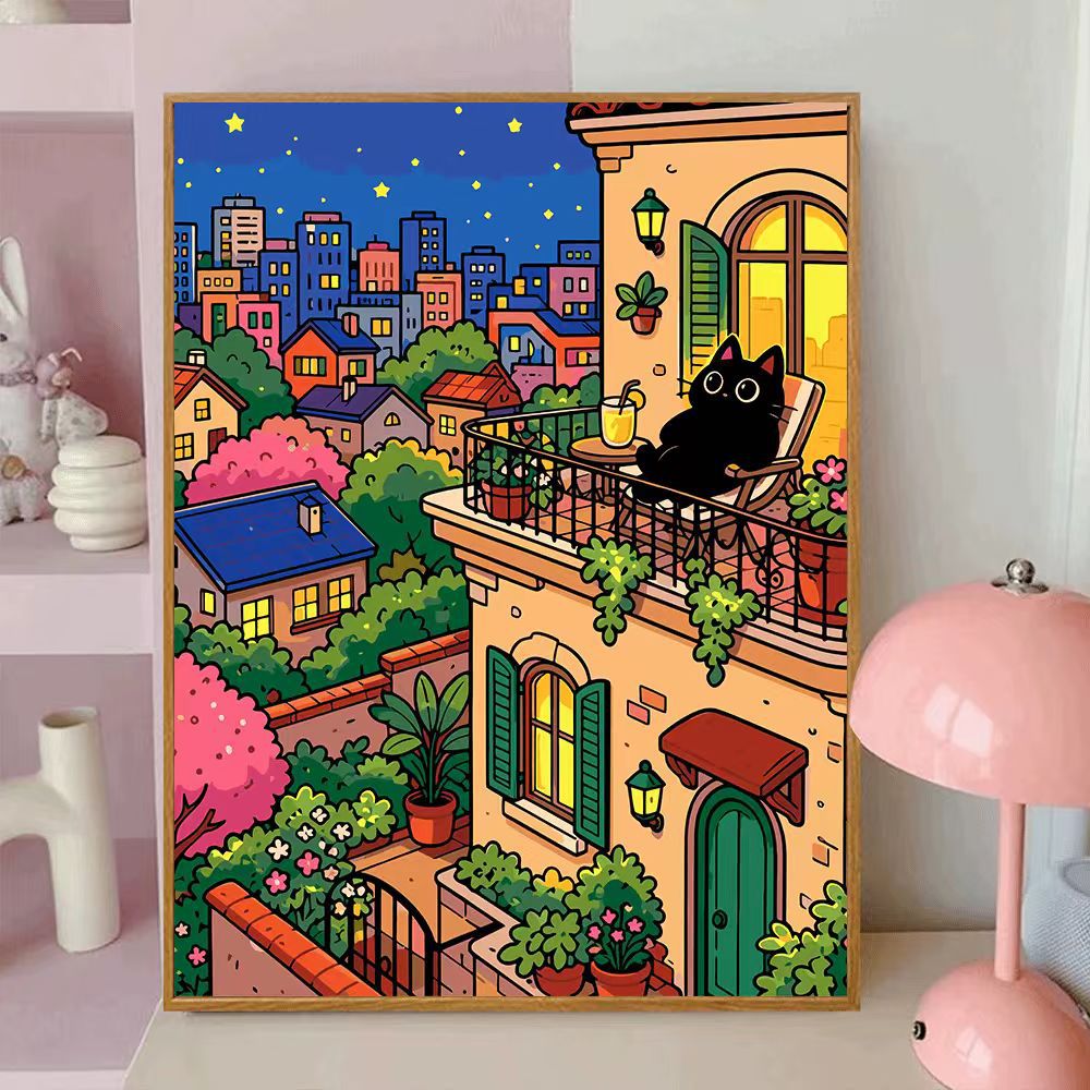 Verspielt katzenmotiviertes dekoratives Wand-Leinwandkunst Brehn