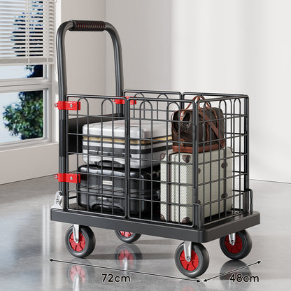 Robuster Plattform-Gepäckwagen mit erhöhtem Sicherheitsgeländer und ergonomischem gepolstertem Griff