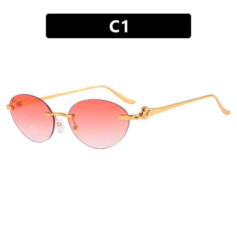 Damen runde Sonnenbrille mit elegantem, halbtransparentem Rahmen und modischen Details Brehn
