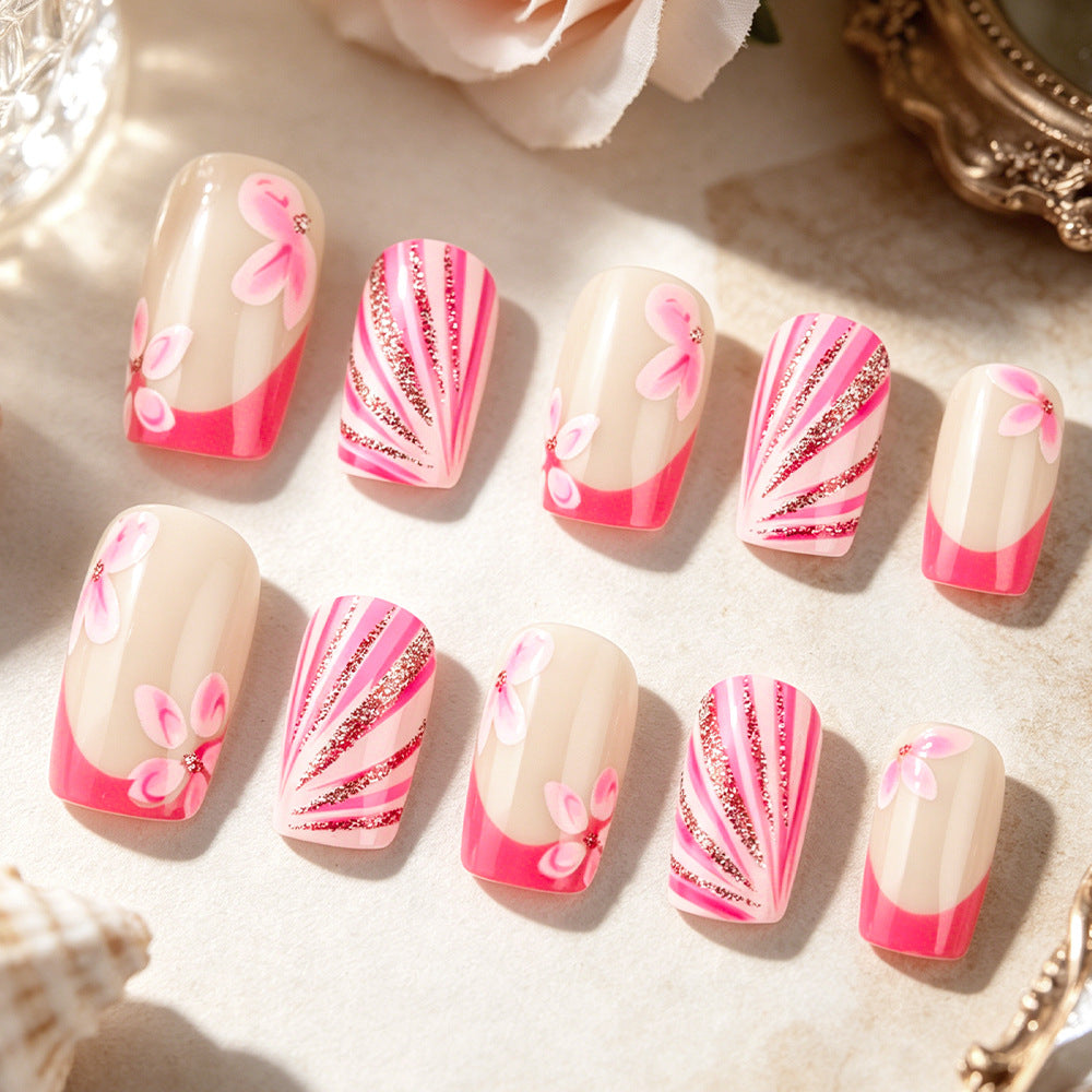 Künstlerische florale Gel Press-On Nägel Brehn