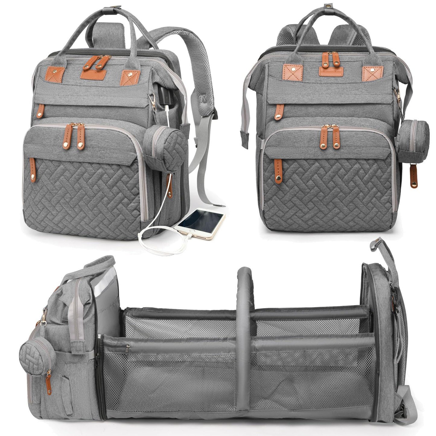 Unisex Multifunktionaler Rucksack mit abnehmbarem Reißverschluss und isolierter Fächer Brehn