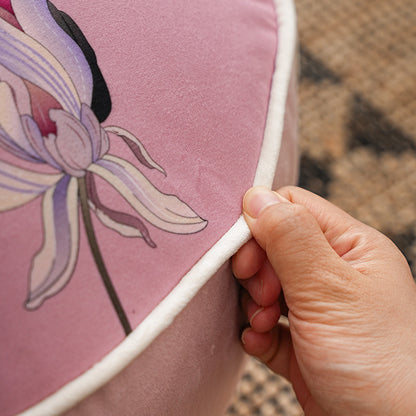 runder Bodensitzpouf mit Schmetterlingsmotiv und robustem Canvasbezug Brehn