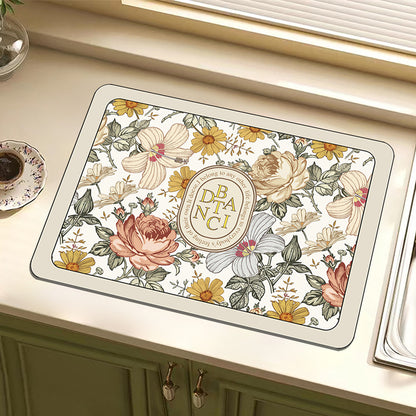 Vintage Floral Design Küchenmatte