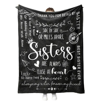 Inspirational Sister-Themed Fleece-Decke