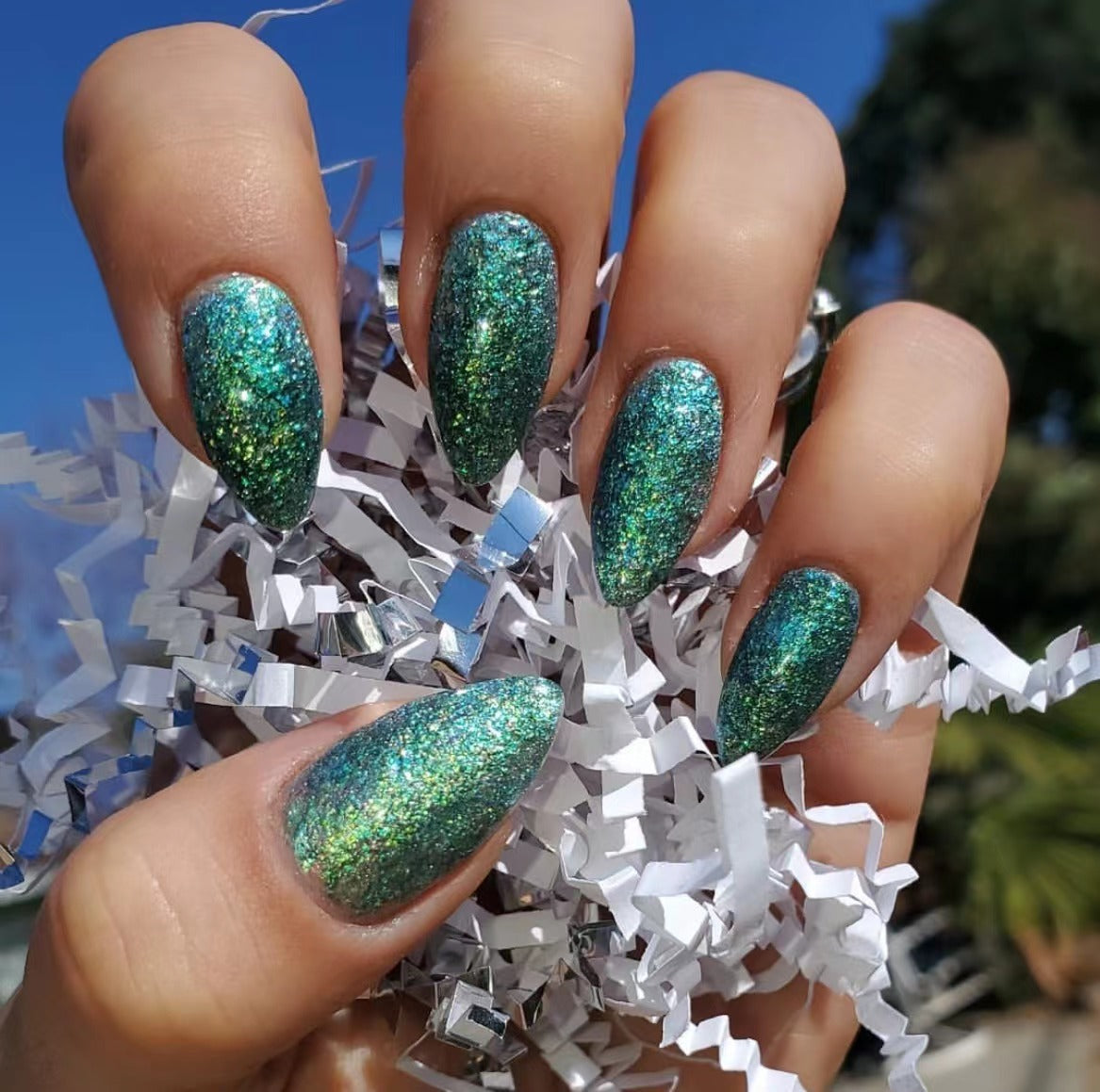 Glitzernde Acryl-Stiletto-Press-On-Nägel Brehn