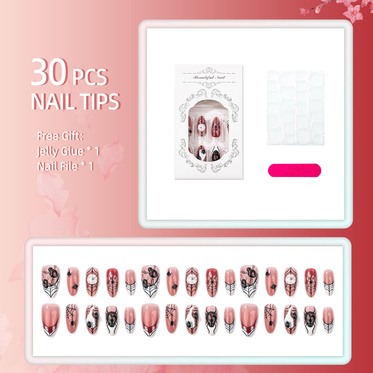Spooky Halloween-Themen Press-On Nagelset