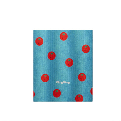 Decorative Ribbed Cotton Kitchen Tea Towel with Tomato Print