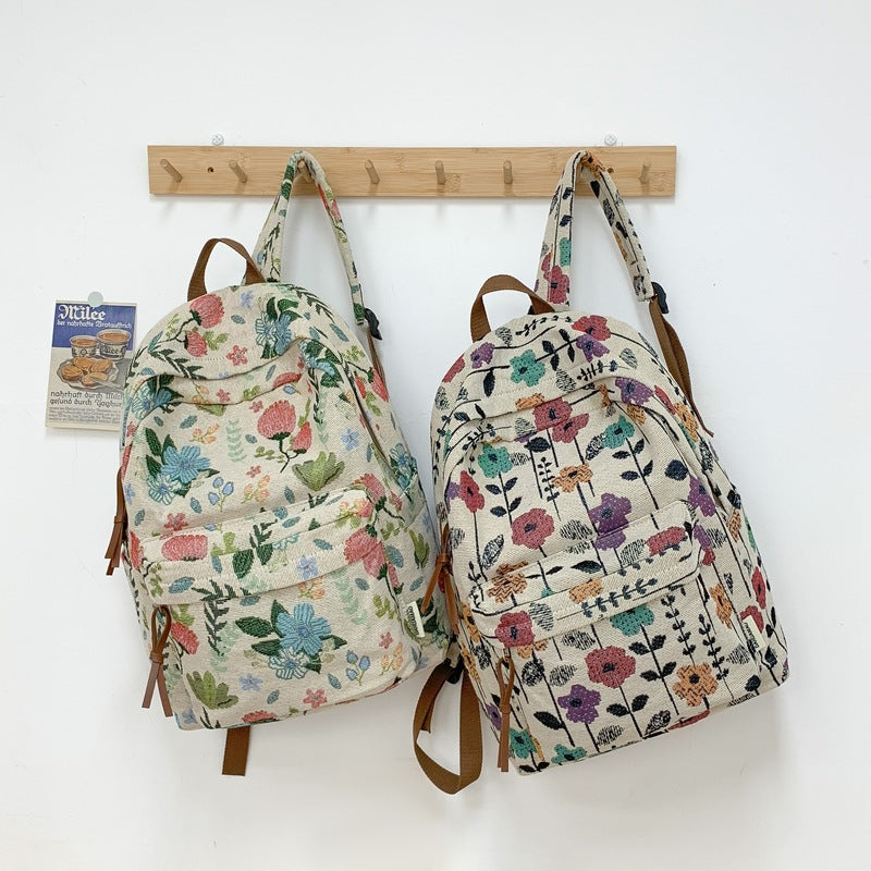 Blumenmuster Canvas Rucksack Brehn