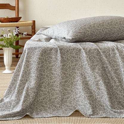 Gegerbete Leinenmischung Floral Bettüberwurf und Kissenbezug Set