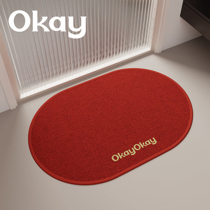 Non-Slip Oval Entrance Door Mat with Absorbent Loop Pile