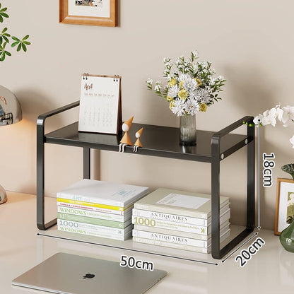 Kompakte Zwei-Ebenen Metall Schreibtisch Organizer Regal