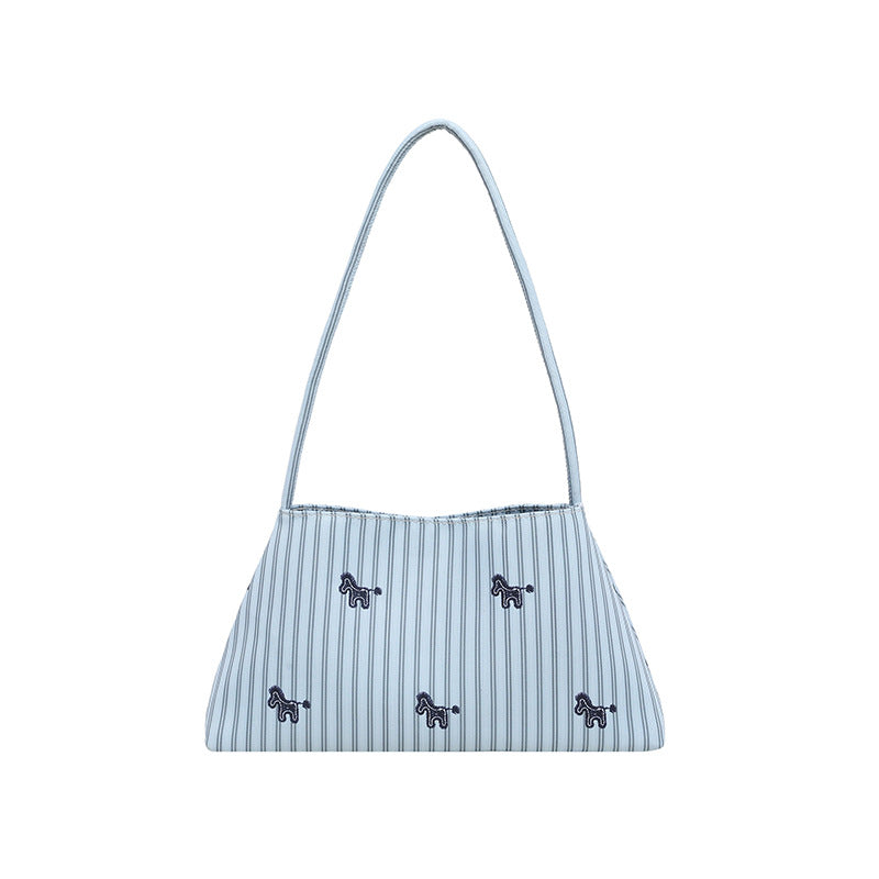 WoChic Bestickte Gestreifte Schultertasche Brehn