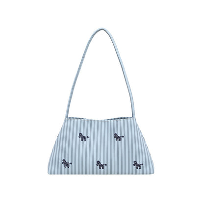 WoChic Bestickte Gestreifte Schultertasche Brehn