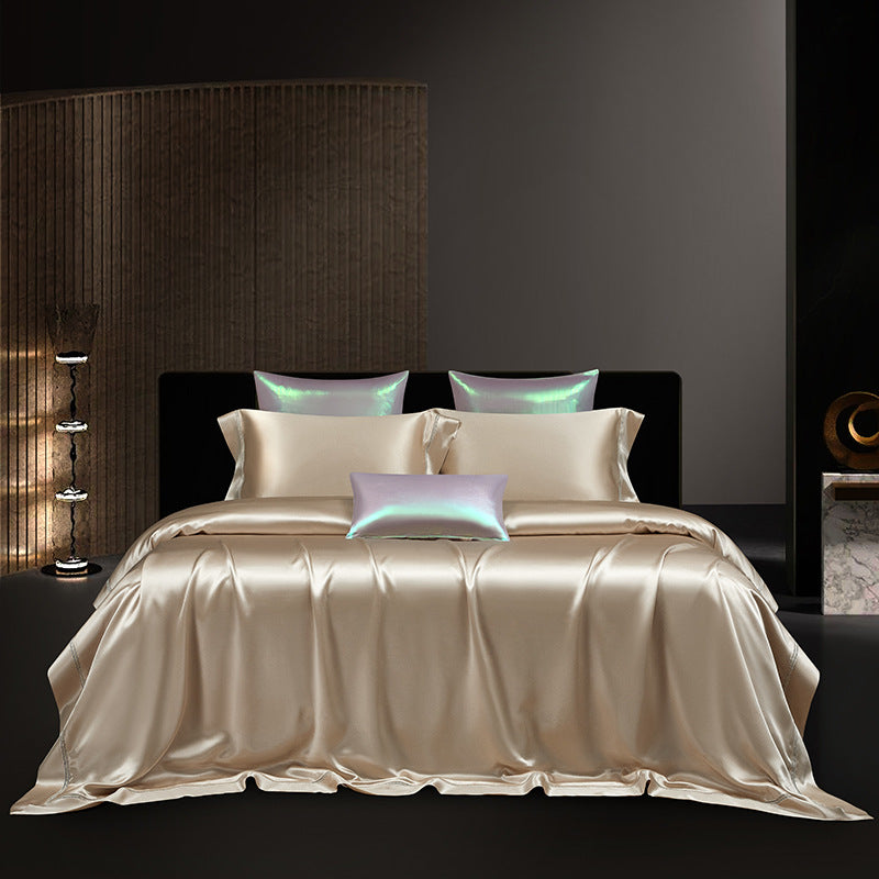 Luxuriöser seidenähnlicher Satin Bettwäsche Set mit Steppdecke und Kissenbezügen