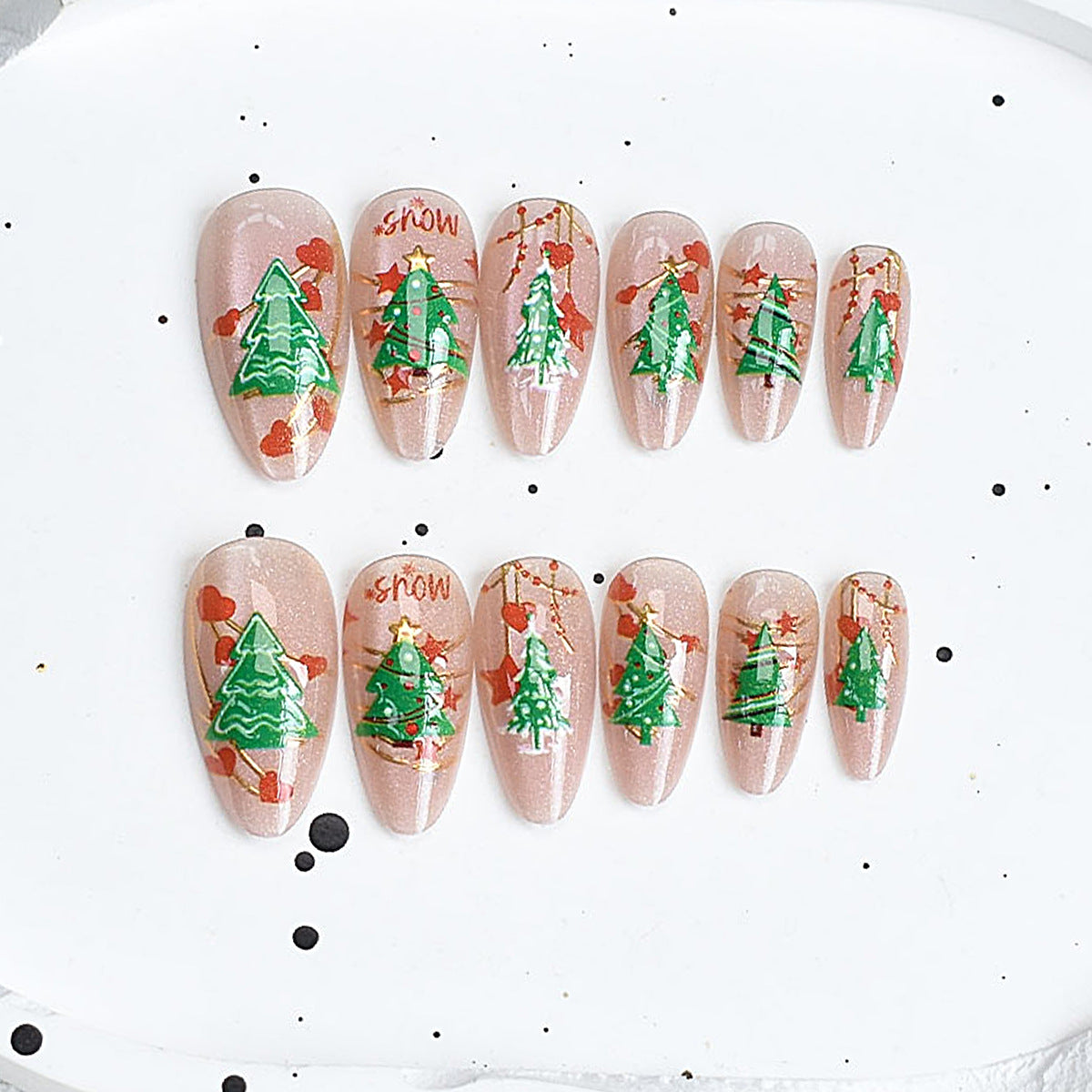 Festliches Baum-Themen Press-On Nagelset Brehn