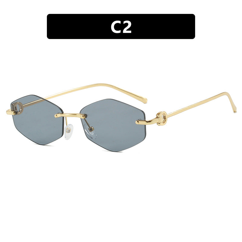 Damen modische Sonnenbrille mit hexagonalem Gestell und luxuriösen Akzenten Brehn