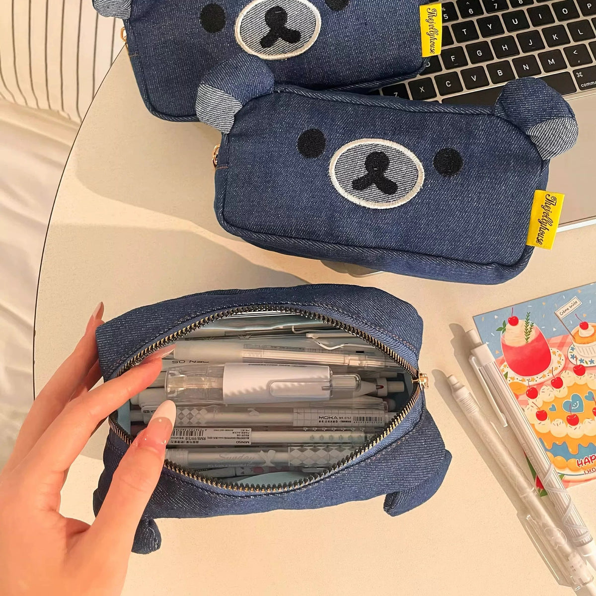 Niedlicher bärförmiger Denim-Stiftehalter