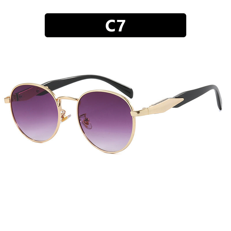 Damen runde Sonnenbrille mit elegantem, goldenen Rahmen und UV-Schutz Brehn