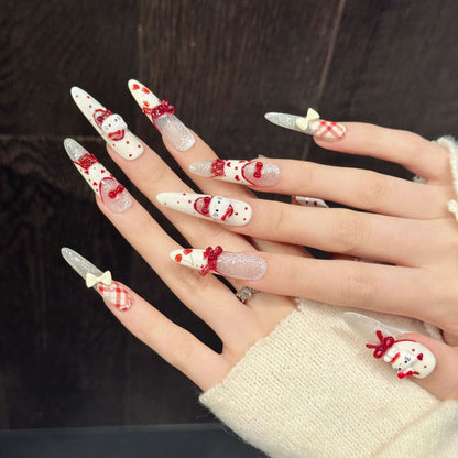 Kreatives thematisches Press-On-Nagelset mit Feiertagsmotiven