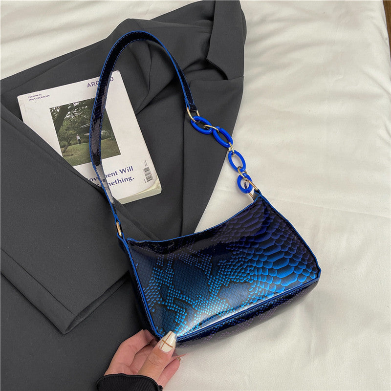 Stylische Texturierte Schlangenleder Effekt Handtasche Brehn