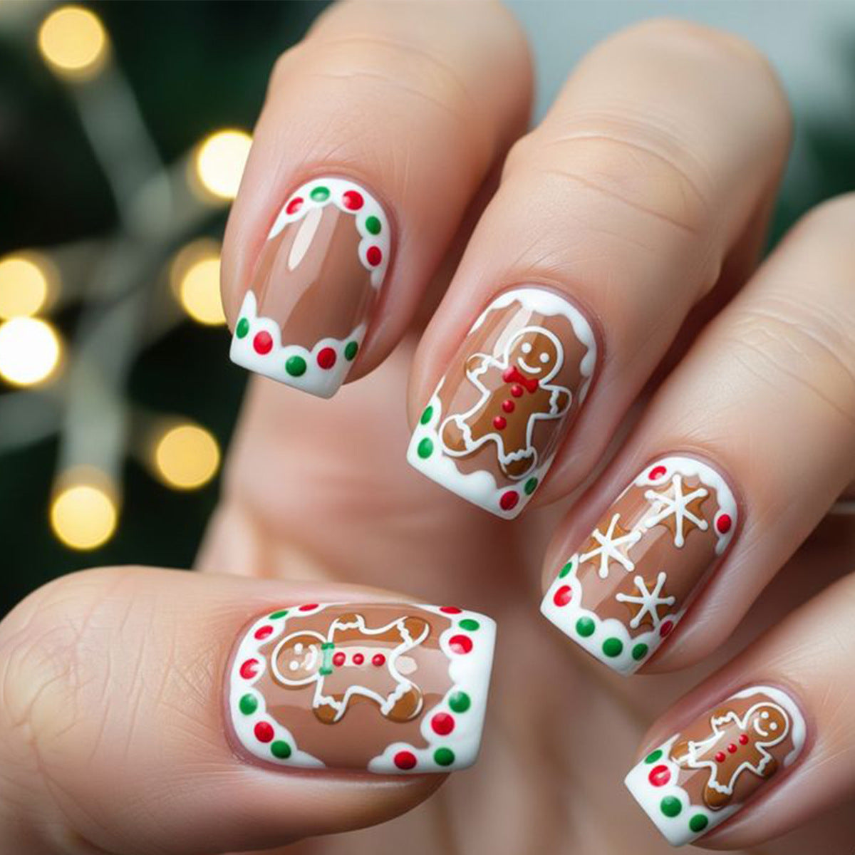 Festliche Lebkuchen-Themen Nagelkunst Verlängerungen Brehn
