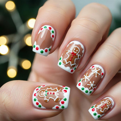 Festliche Lebkuchen-Themen Nagelkunst Verlängerungen Brehn
