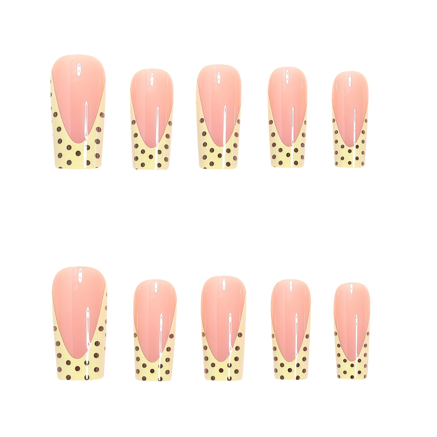Künstlerische lange Nagelverlängerungen mit Punkten Design Brehn