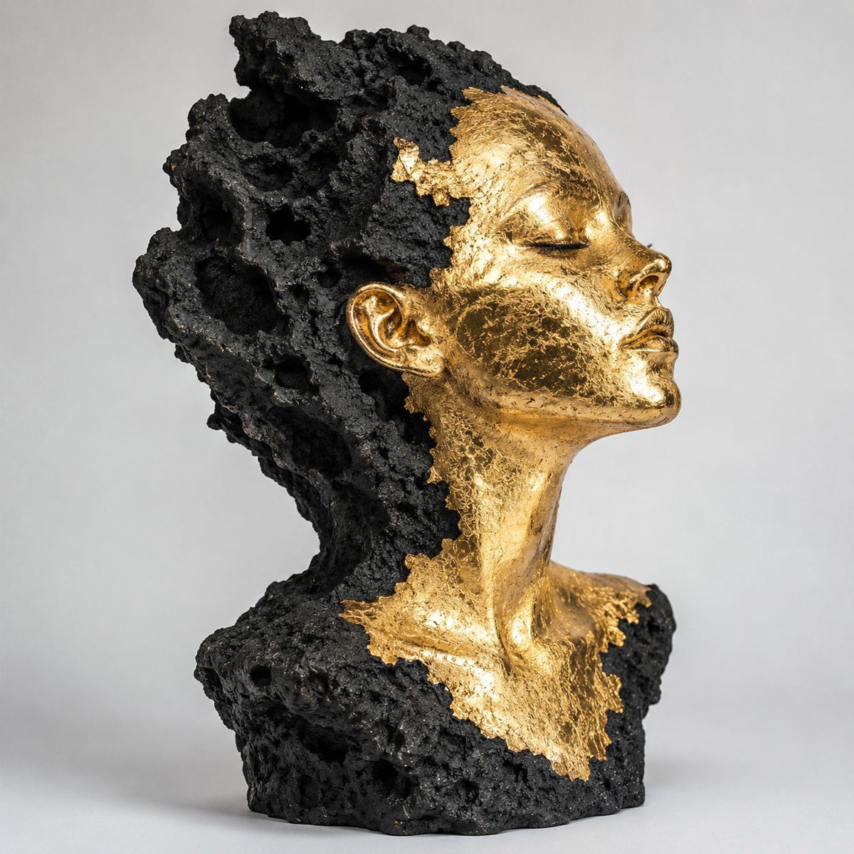 Künstlerische goldene und schwarze dekorative Büste Skulptur