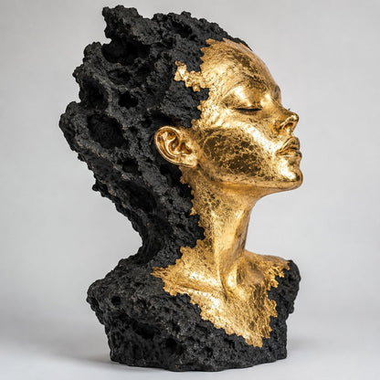 Künstlerische goldene und schwarze dekorative Büste Skulptur